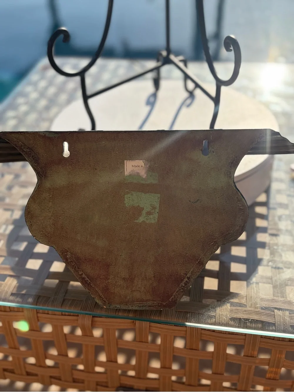Green Ceramic Hanging Planter with Black Metal Stand